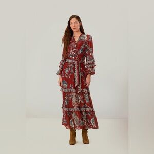 EUC Farm Rio Red Tropical Landing Maxi Dress